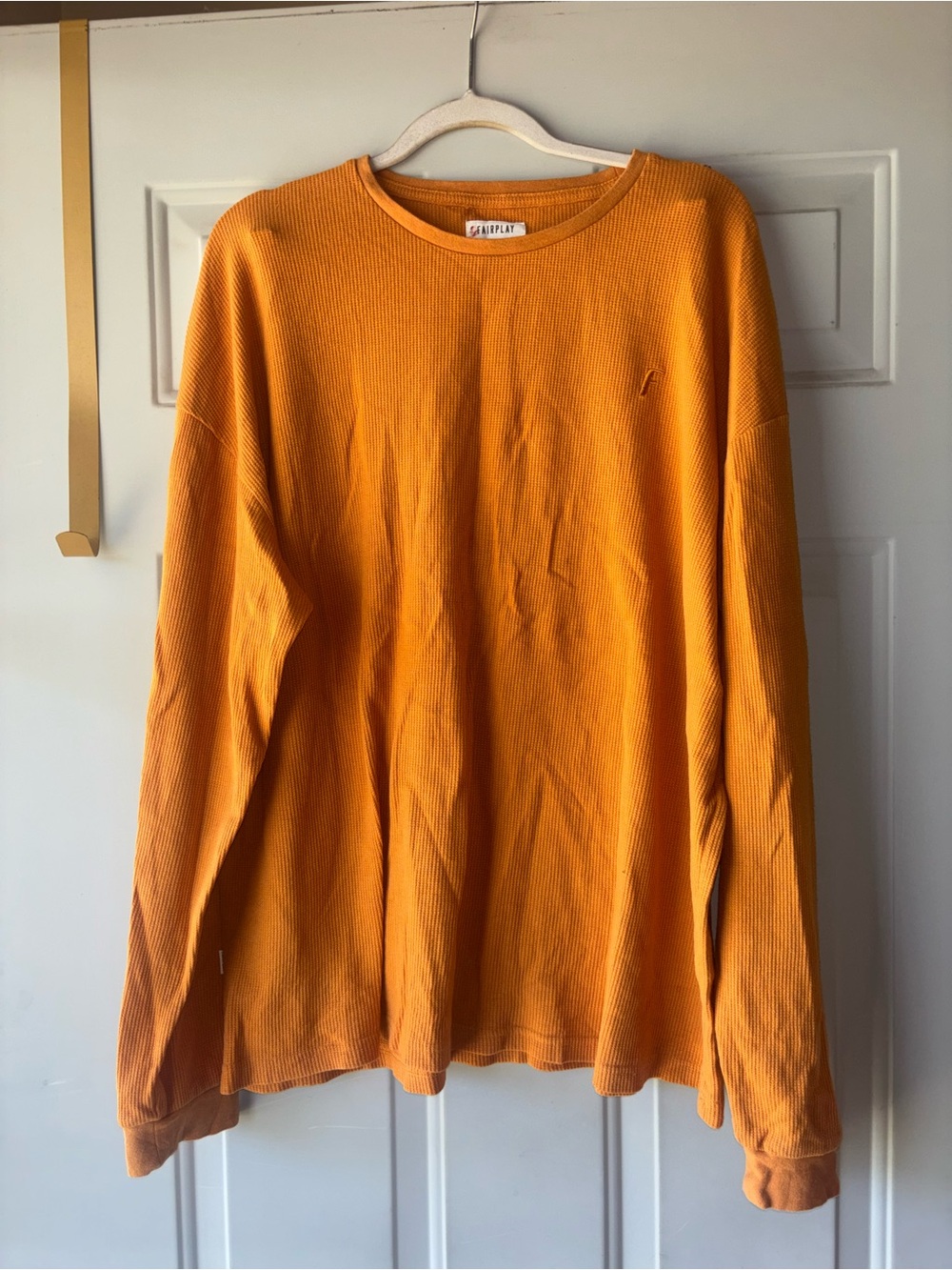 FairPlay orange waffle knit long sleeve shirt size L